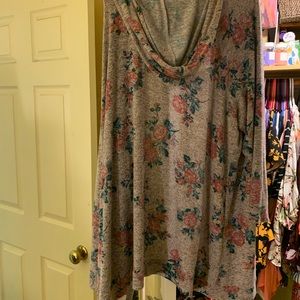 Lane Bryant Long, floral, super soft open hoody